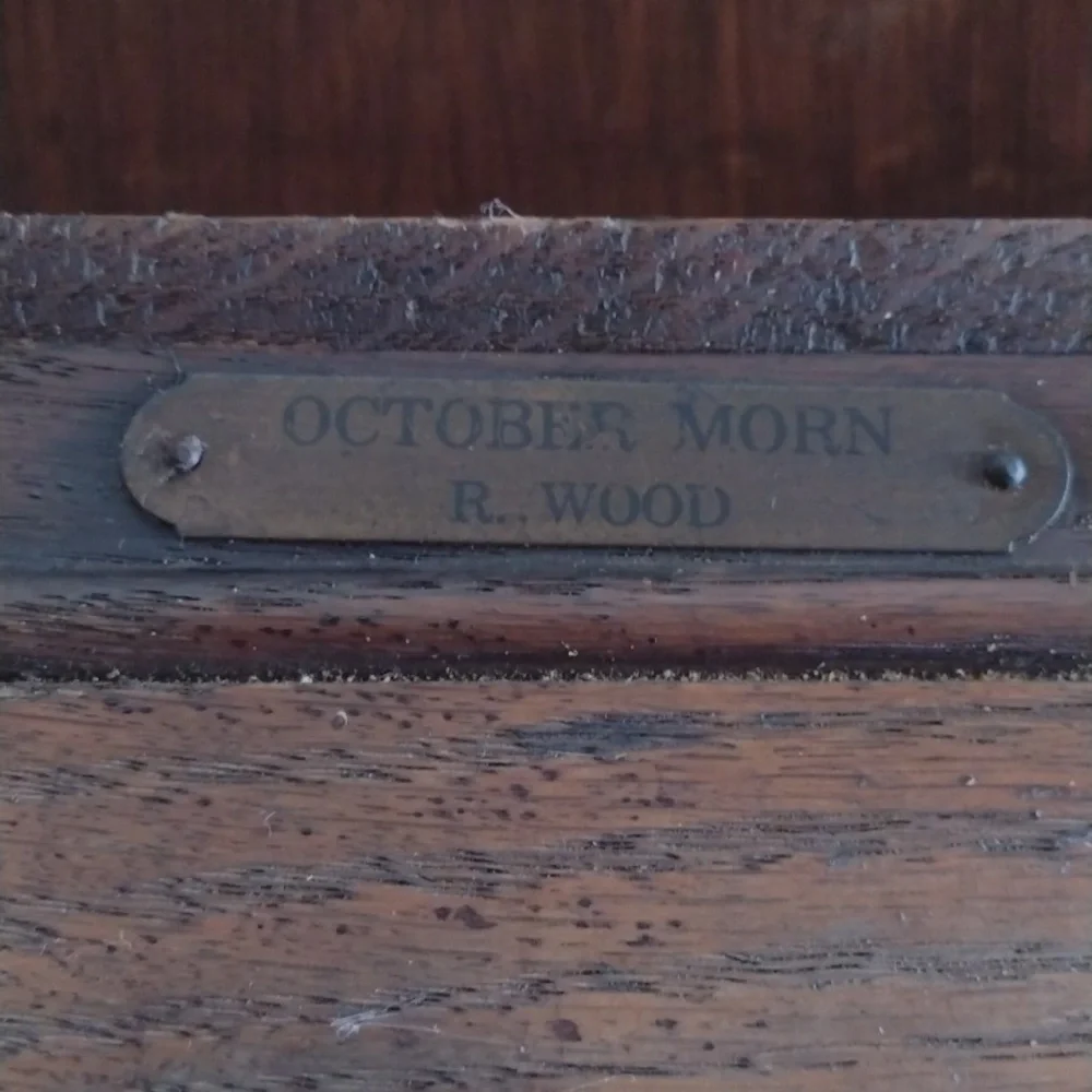 Antique October Moon CHERRY Wood Wall Clock with Gold Pendulum & Accents